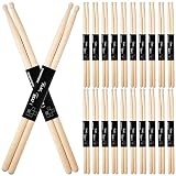 Qeeenar 36 Pairs Drumsticks Bulk Classic Maple 5b Round Wood Tip Drum Sticks for Adults Kids and Beginners Musical Instrument Drumming Percussion Accessories