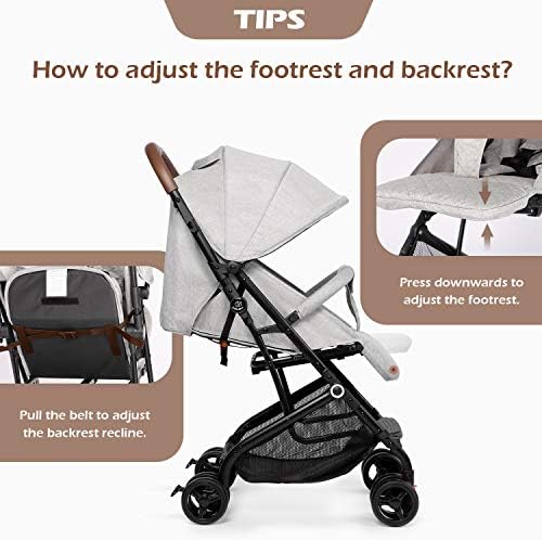 Hello-5ive Baby Stroller, Lightweight Foldable Pushchair with Rain Cover, Five-Point Harness, Adjustable Seat, Travel Buggy Pram from Birth 0-3 Years for Airplane