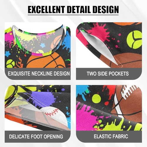 Sports Ball Dark Pajama Set Short Sleeve Summer Pajamas Sleepwear Nightwear Set Cotton 5Y4