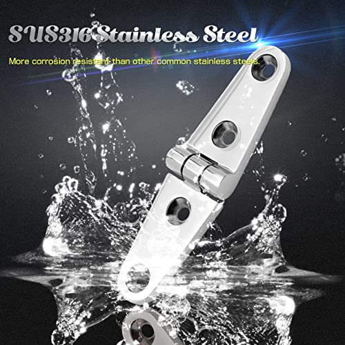 9Tong Heavy Duty Boat Hinge Strap Mirror Polished Marine Hinges Mount Hardware Hatch Stainless Hinge Door Corrosion Resistance SUS316 3.99 inch x 1.02 inch 2pcs - Image 3