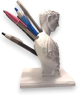 Generic Caesar Pencil Holder, Holds up to 14 Pencils, Roman Statue Design (White)