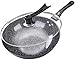 chlius 34cm Frying Pan With Glass Lid, Non Stick Maifan Stone Frying Pan Skillet Wok Stone Coating Omelette Pan Cookware Kitchen Tool For Induction, Electric, Gas, And Ceramic Stoves-30cm