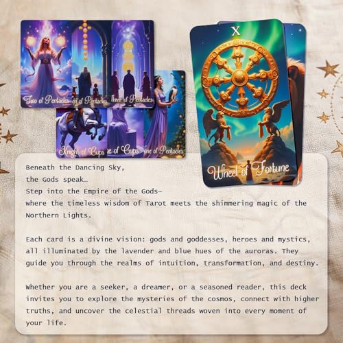 MUTIYZGJ Eternal Aurora Tarot Deck,Oracle Tarot Cards with Guide Book-Unique Tarot Card Deck for Beginners(with Free Lined Velvet Bag)