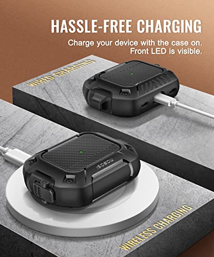 Mobosi For Airpods Pro 2Nd Generation Case 2022, Secure Lock Clip Carbon Fiber Airpod Pro 2 Case With Keychain, Full Body Shockproof Hard Shell Protective Cover For New Airpod Pro 2, Black #TOP5