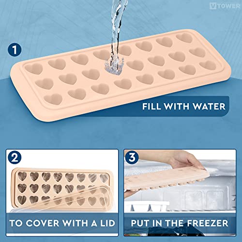 Chaojia Ice Cube Tray With Lid Stars Moons Love Hearts Shape 24 Cavity Silicone Safe Durable Whiskey Ice Ball Maker Kitchen Tools (Love-Pink)… #TOP3