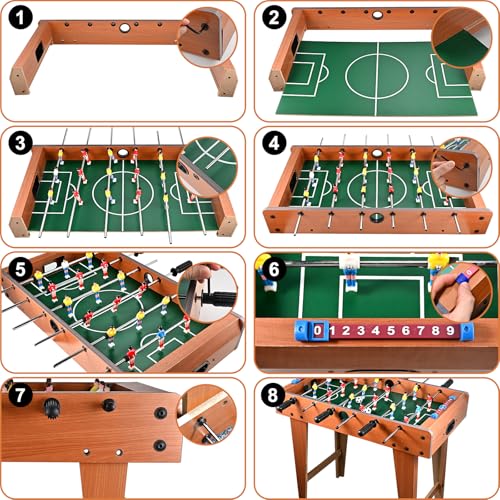 Tigvio Mini Tischkicker, Hoher Füße Kickertisch Tischkicker Kinder mit 6 Stangen und 4 Tischkicker Bälle, 69×37×65cm Tischfussball Kinder und Erwachsene, Einfach zu Montieren – Bild 6