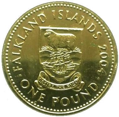 Very Rare - 2004 Falkland Islands Coat of ARM £1 Uncirculated One Pound Rare Falkland Island Desire The Right Coin - Encapsuled Holder in a Pouch Wallet