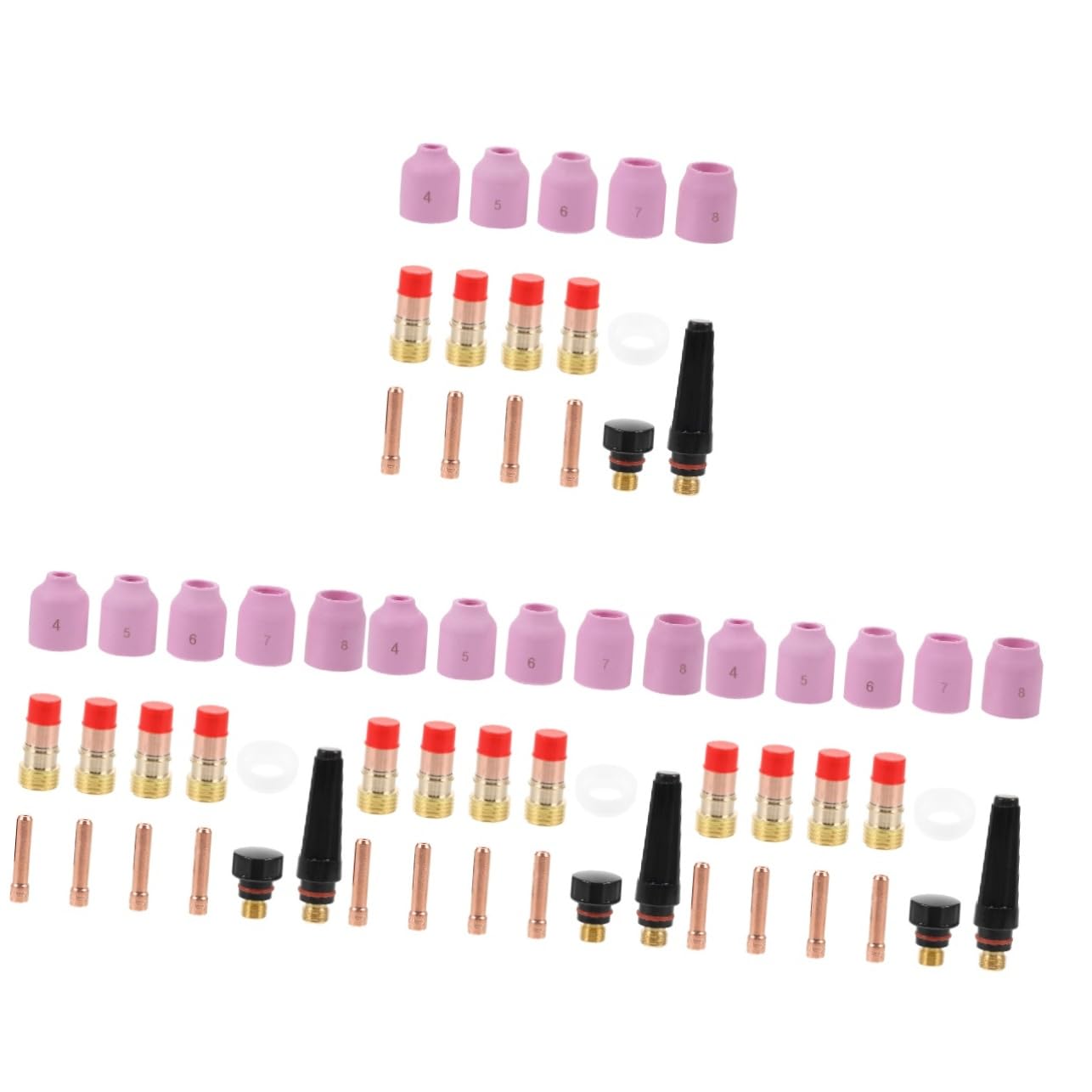 4 Juegos Kit de Consumibles para Antorcha de Soldadura Gas Tig con Boquillas Cerámicas y Copas Resistentes para Aluminio y Acero Inoxidable