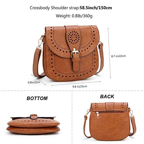 Forestfish Ladie's Pu Leather Vintage Hollow Bag Crossbdy Bag Shoulder Bag (Brown) #TOP2
