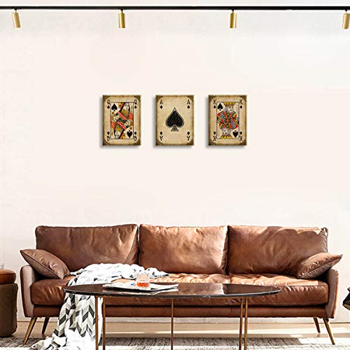 Game Room Decor Poker Ace of Spades Cool Canvas Wall Art for Man Cave Decor Fire Poker Bar Wall Pictures Vintage Game Room Accessories and Decor Masculine Wall Decor 3 Pieces Canvas Art Set Framed by PulsatingFingertip - Used condition - Image 4