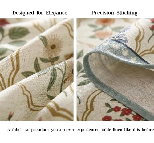Image of ishro home Premium Table Cloth 6 Seater | Dining Table Cover | Love at First Sight Cloth 4-6 Seater | Luxury Fabric | Machine Washable | Non-Fading | Stain-Resistant | (NoorBaagh, 56 x 90 inches)