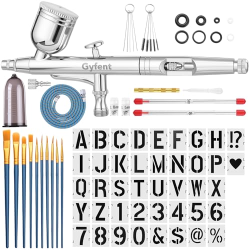 Gyfent Airbrush Kit with Paintbrush & Stencils for Painting