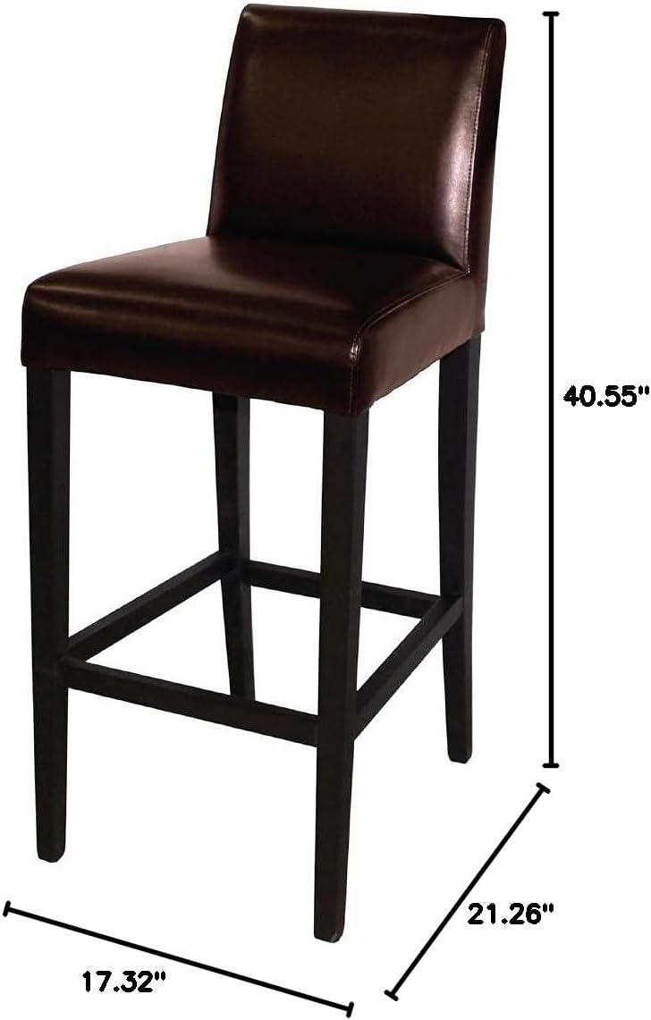 Bolero Faux Leather High Bar Stool with Full Back 1030X440X540mm Dark Brown