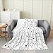 Cute Ghost Flannel Blanket for Boys Girls Kids Super Soft Warm Black and White Fleece Blanket Halloween Theme Throw Blankets Cartoon Ghost Bed Blanket Gifts for Teens Women(Queen 90