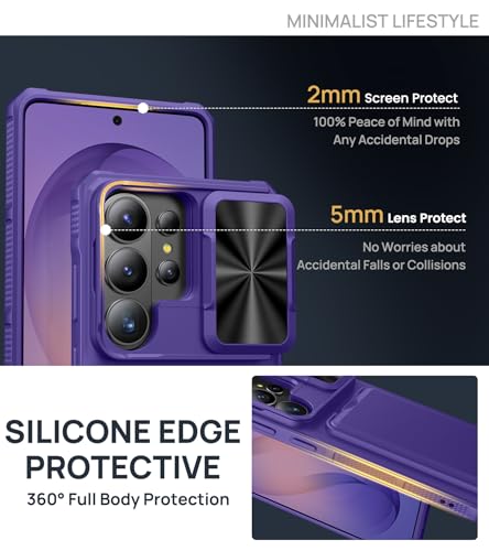 Image of SSLOTSCASE for Samsung Galaxy S26 Ultra Case with Credit Card Holder & Stand & Slide Lens Cover & Kickstand, Multi-Functional Wallet Sturdy Protective Phone Case Cover for S26 Ultra 6.9 inch 2026, Violet