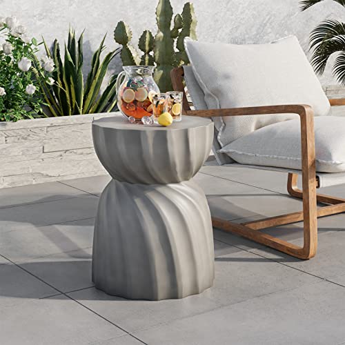 Cosiest Outdoor Side Table,Concrete Contemporary Lightweight Accent Side Table,Patio Side Tables End Table,Outdoor Accent Side Table For Livingroom,Garden,Hourglass,Grey #TOP1