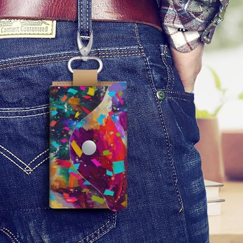 Happy Santa Claus Key Holder Bag PU Leather ID Card Holder Keychains Case Cover for Men Women4