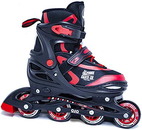 California Skate Co Zuma Kids Adjustable Inline Skates (Black and red, 1-4)