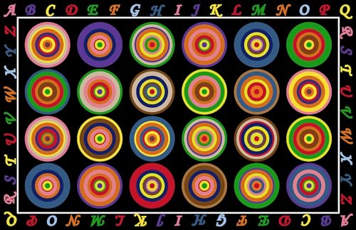 HUAHOO Small Classroom Rug Black Elementary Preschool Learning Carpet Seating Rug for Kids Room with Non-Slip Backing, 5' x 7'6