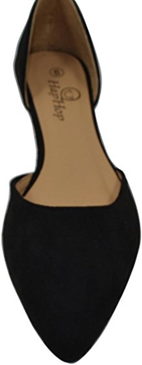 HapHop Women's Classic Ballerina Flats Pointed Toe Ballet Slip On Casual Fancy Comfort Shoes, Black Suede, Size 6