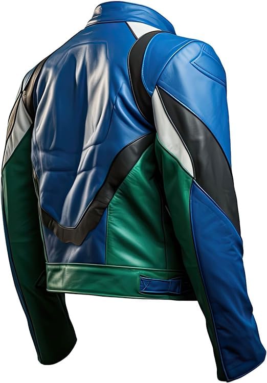 Image of Men's Biker Multi Color Leather Jacket, Leather Biker Jacket for Men, Faux Leather Biker Bomber Jacket