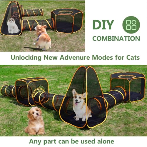 Túnel para gatos al aire libre, 6 en 1 para gatos y animales pequeños, túneles grandes para gatos para jugar en interiores y exteriores, versátil casa de juegos para mascotas y tiendas de campaña