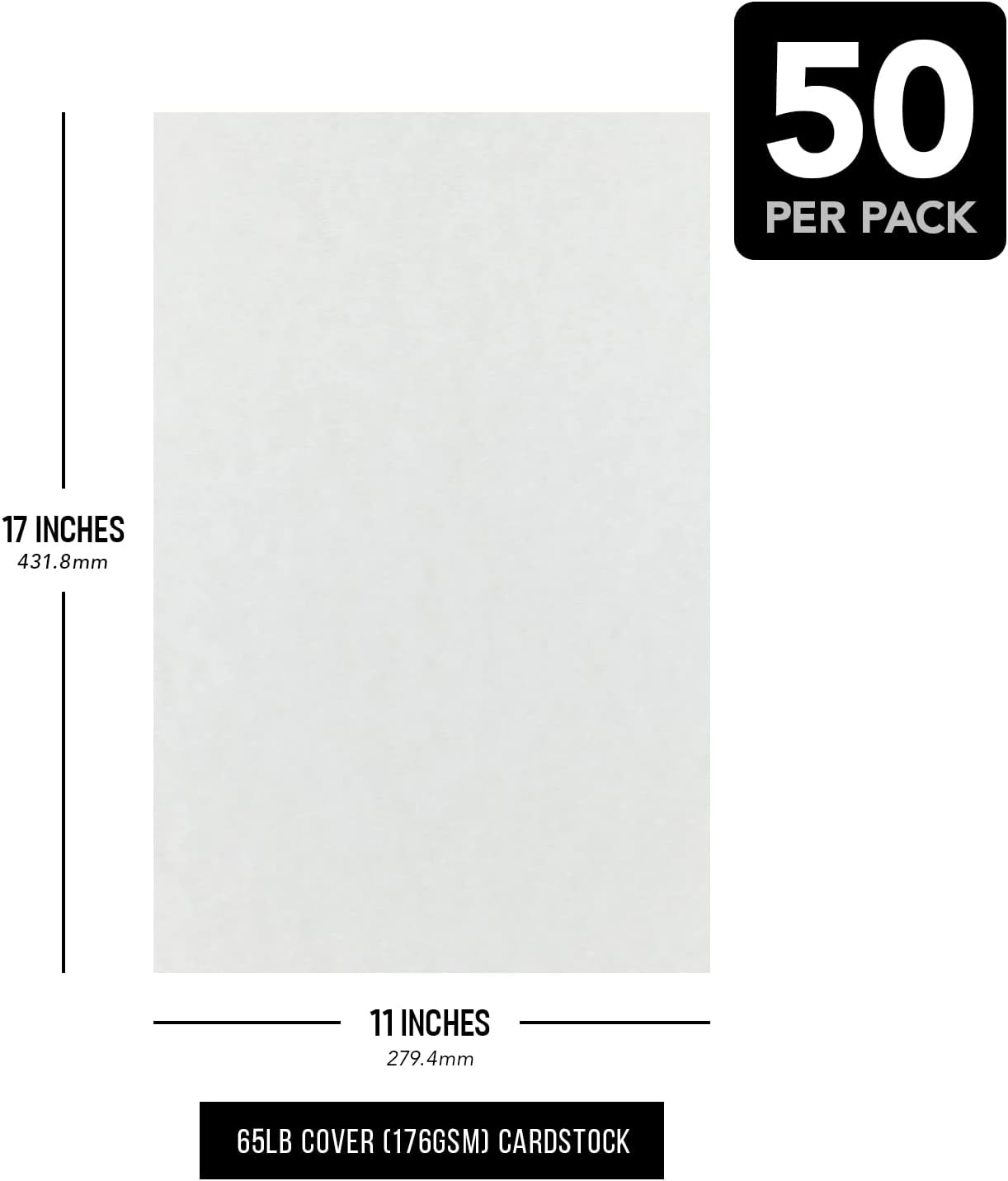 Mist Parchment Cardstock – Multipurpose Parchment Card Stock for Certificates, Menus and Wedding Invitations | Medium Weight 65lb Cover (176gsm) | 11 x 17” (Ledger Size) | 50 Sheets per Pack