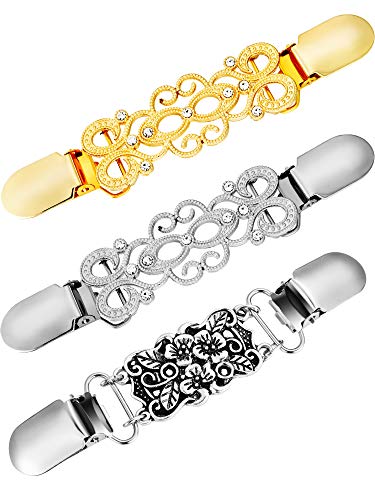 Jetec 3 Pieces Retro Sweater Collar Clips Cardigan Clip Dresses Shawl Clip for Women