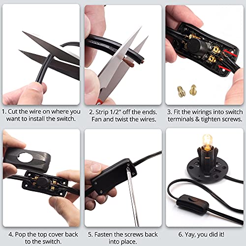 Betus Inline Cord Switch Ac12V/110V/220V Max 2A - On/Off In Line Cord Appliance Button Switches For Bedroom Desk Lamp Led Light Replacement - Dpst Control (2 Pack) #TOP3