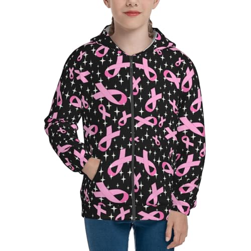Breast Cancer Awareness (2) Kid Hoodies Boys Zip Up Sweatshirts Girls Pullover with Pocket3