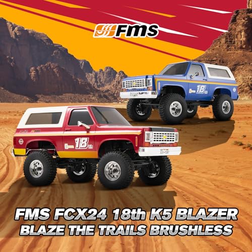 EAZYRC FMS 1/24 FCX24 Chevy K5 Blazer Pro RC Crawler RTR Blue, with Lisense RC Truck, 4WD 5Km+ 2-Spe