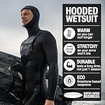 Ho Stevie! Men’s 5/4mm Hooded Surfing Wetsuit - Chest Zip Fullsuit with Hood - Warm Superstretch Neoprene w/GBS Seams - Image 2