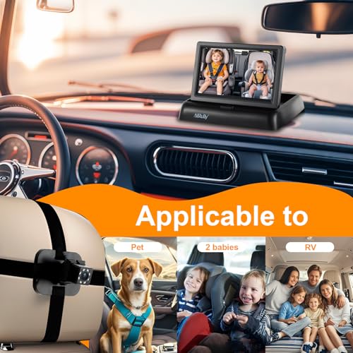 ALLRUBY Baby Car Camera Monitor,Baby car Mirror,Digital Display, View Infant in Rear Facing Seat with Wide Clear View,Aimed at Baby-Easily to Observe The Baby\'s Every Move