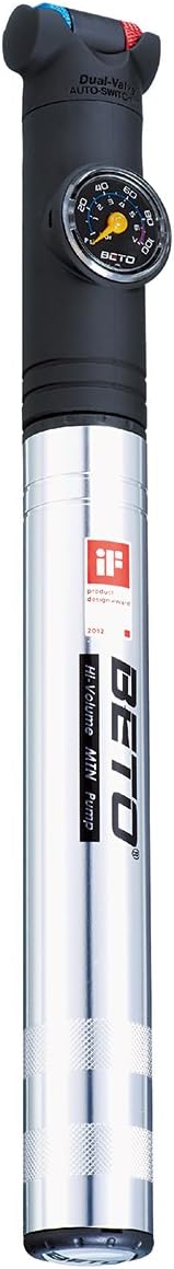 New Beto Th-004AG One-Way Presta & Schrader Alloy Mini Pump With Gauge & Hose