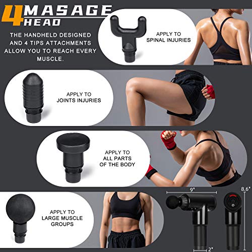 Massage Gun, 6 Speeds Cordless Handheld Deep Tissue Muscle Massager, Chargeable Percussion Device Super Quiet - Thumbnail 4