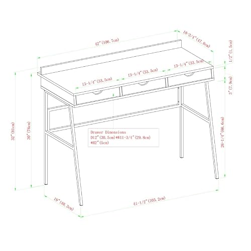 Walker Edison Lincoln Urban Industrial Metal And Wood Angled Writing Desk, 42 Inch, Rustic Oak #TOP22