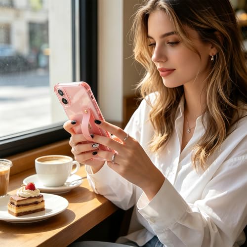 Coque iPhone 17 6,3 pouces 2025 rose protection antichoc avec béquille intégrée