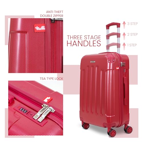 Image of AMERICAN TRAVELLER Rockstar Polycarbonate Trolley Bag | Set of 3 | Lightweight Durable Hard Shell | TSA Type Lock | Anti-Theft Zip | 360 Disc Spinner Wheels | Telescopic Handle.