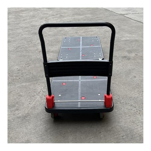 Carretilla industrial de mano con 8 ruedas y plataforma plegable miniatura 3