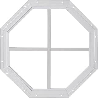 14 Inch White Octagon Window, Flush Mount, Tempered Glass, Great for Outdoor Sheds, Garages, Playhouses, and Barns!