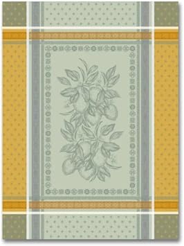 Metr TISSUS TOSELLI, Cedrat, Gingembre French Jacquard Kitchen/Tea Towel, 100% Cotton, Imported