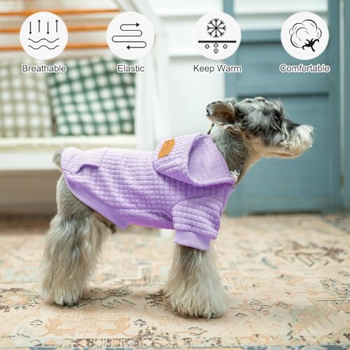 Image of BEAUTYZOO Dog Hoodies Sweater for Small Dogs,Waffle‑Like Laminated Pet Coat | Warm Dog Sweatshirt with Pocket & Leash Hole,Pullover Clothes for Girl Boy Dogs & Cats,Stretchy & Easy‑On‑Off,Chihuahua Puppy