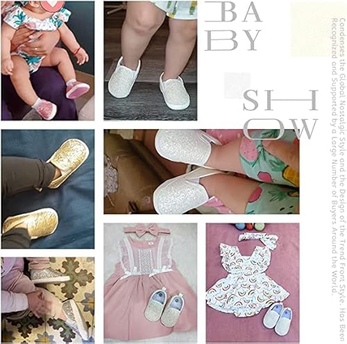 Hongteya Baby Shoes Baby Boys Girls Sequins Crib Shoes Baby Moccasins Toddler Leather Caual Sneakers Infant Glitter Shoes - Soft Sole For 0-18 Months Babies First Walking Silver #TOP5