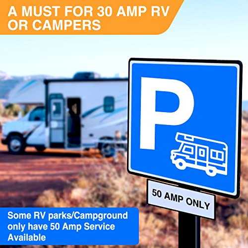 Image of Nilight - 50033R 18 inch 50 Amp to 30 Amp RV Plug Adapter Heavy Duty Dogbone Electrical Adapter with Handle 50A Male to 30A Female Cord Adapter 125V /3750W,2 Years Warranty