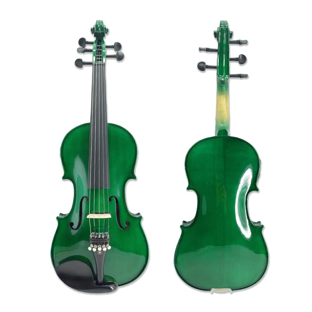 Yinfente Violín acústico eléctrico 4/4, tamaño completo, 5 cuerdas, abeto de arce para estudiantes, violín principiante, estuche de violín, arco de madera de brasil, cable, paño de limpieza, soporte
