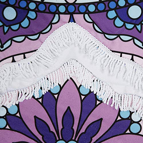 Violet Mist Boho Mandala Omber Round Beach Towels Oversized Bohemian Microfiber Beach Blanket Floral Lotus Sand Free Quick Dry Hippie Tapestry Bedding Throw Bath Towel Absorbent Yoga Mat Tassel 60 Bp #TOP2