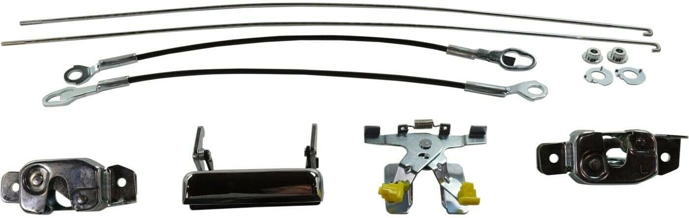 Tailgate Lock Kit for 1987-1996 for Ford for F150 for F250 for F350 Styleside Trucks – Chrome Handle, 2 Rods, 2 Cables, 2 Latches, 1 Hinge