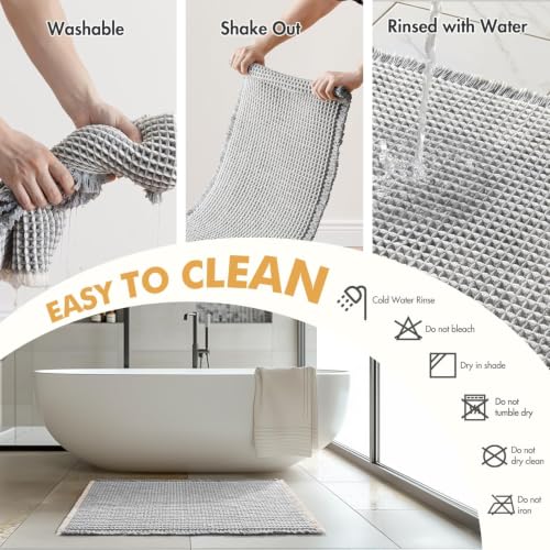 MIULEE Set of 2 Waffle Bathroom Rugs LightGrey&Cream Bath Mat 17x24 Inch by MIULEE - Used condition - Image 6