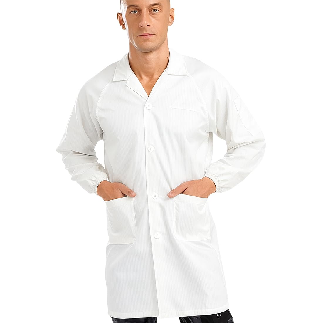 Bata Quirurgica Desechable, Ropa antiestática, Cierre de botón, Blanco, XL