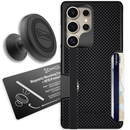 Scooch for Samsung Galaxy S25 Ultra Wallet Case, Moneymate, Carbon Fiber